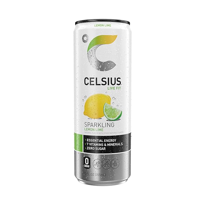 CELSIUS Sparkling Lemon Lime, Functional Essential Energy Drink, 12 Fl Oz