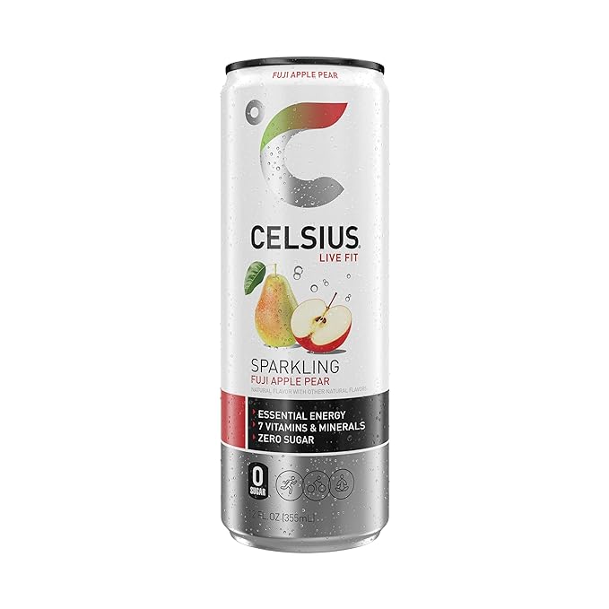 CELSIUS Sparkling Fuji Apple Pear, Functional Essential Energy Drink 12 Fl Oz