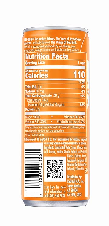 Red Bull Amber Edition Strawberry Apricot Energy Drink, 8.4 Fl Oz
