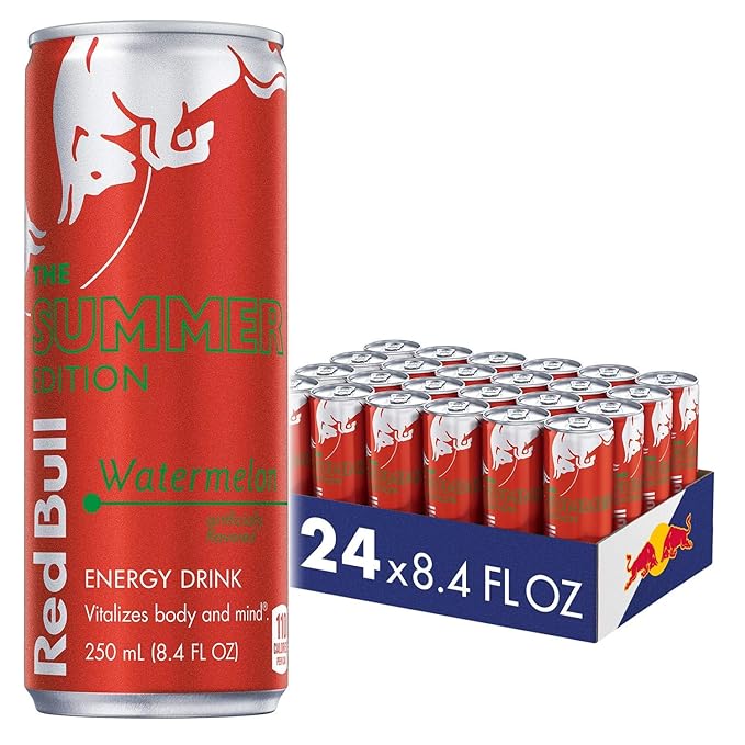 Red Bull Red Edition Watermelon and Sugar Free Energy Drink Bundle, 8.4 Fl Oz