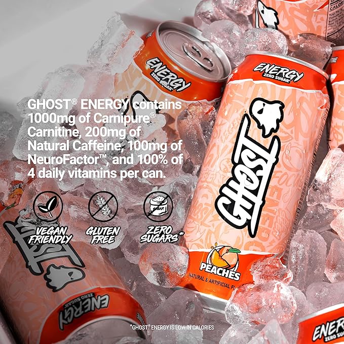 GHOST ENERGY DRINK - PEACHES -16FLOZ