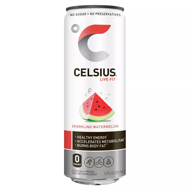 CELSIUS Sparkling Watermelon, Functional Essential Energy Drink 12 Fl Oz