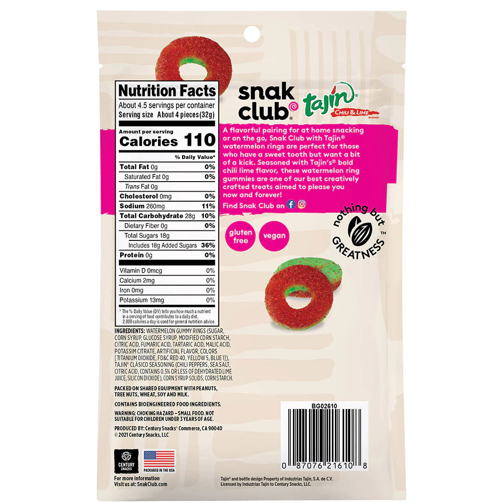 SNAK CLUB - SC-RS-TAJIN WATERMELON RINGS 5OZ/6
