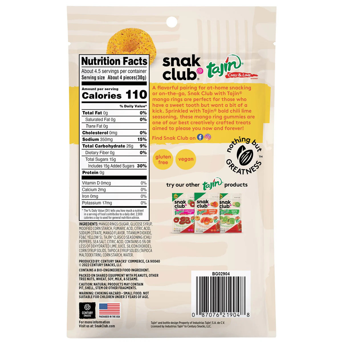 SNAK CLUB - SC-RS-TAJIN MANGO RINGS 5OZ/6
