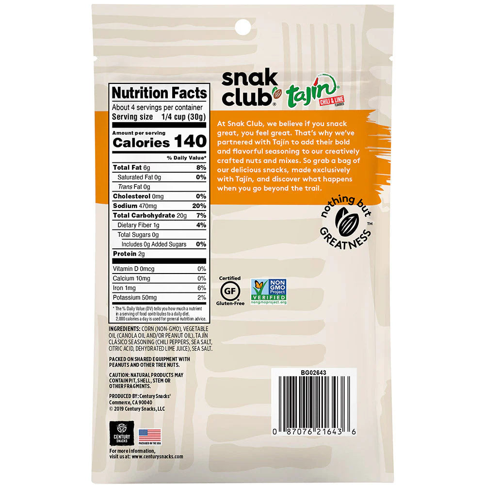 SNAK CLUB - SC-RS-TAJIN CLASICO TOASTED CORN 4OZ /6