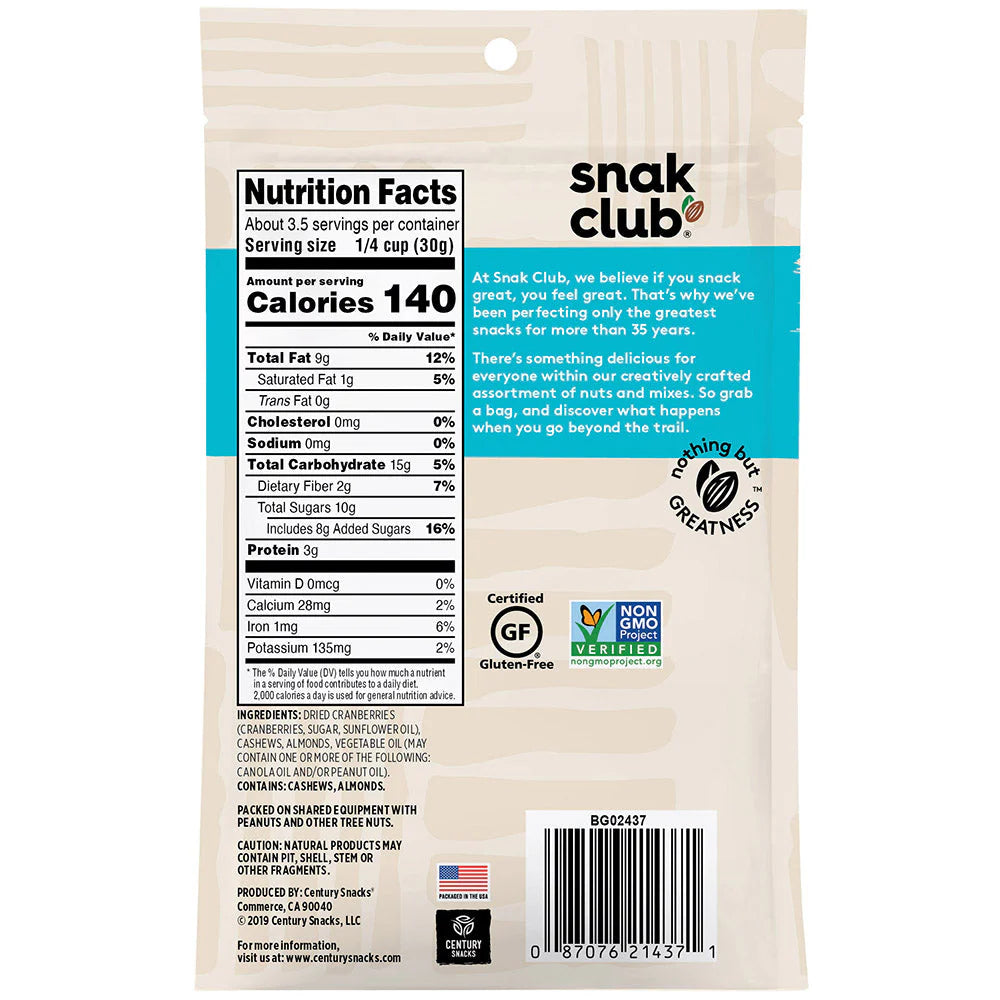SNAK CLUB - SC-RS-CAPE COD TRAIL MIX 3.5OZ /6