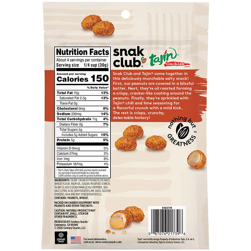 SNAK CLUB - SC-RS-TAJIN CRUNCHY PEANUTS 4OZ /6