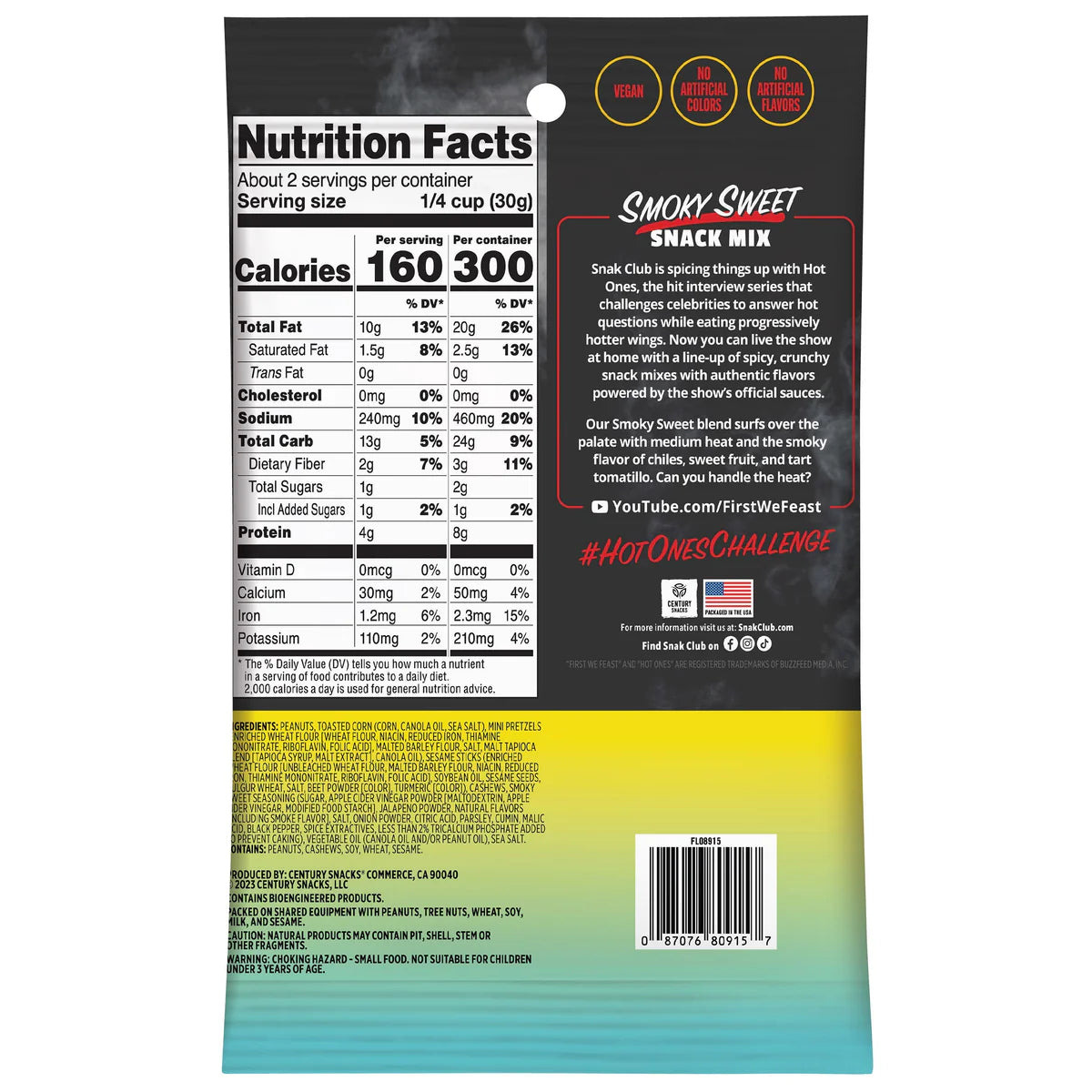 SNAK CLUB - SC-SS-HOT ONES SMOKY SWEET SNACK MIX 2oz/12