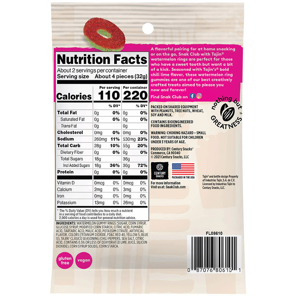 SNAK CLUB - SC-SS-TAJIN WATERMELON RINGS 2.25oz/12