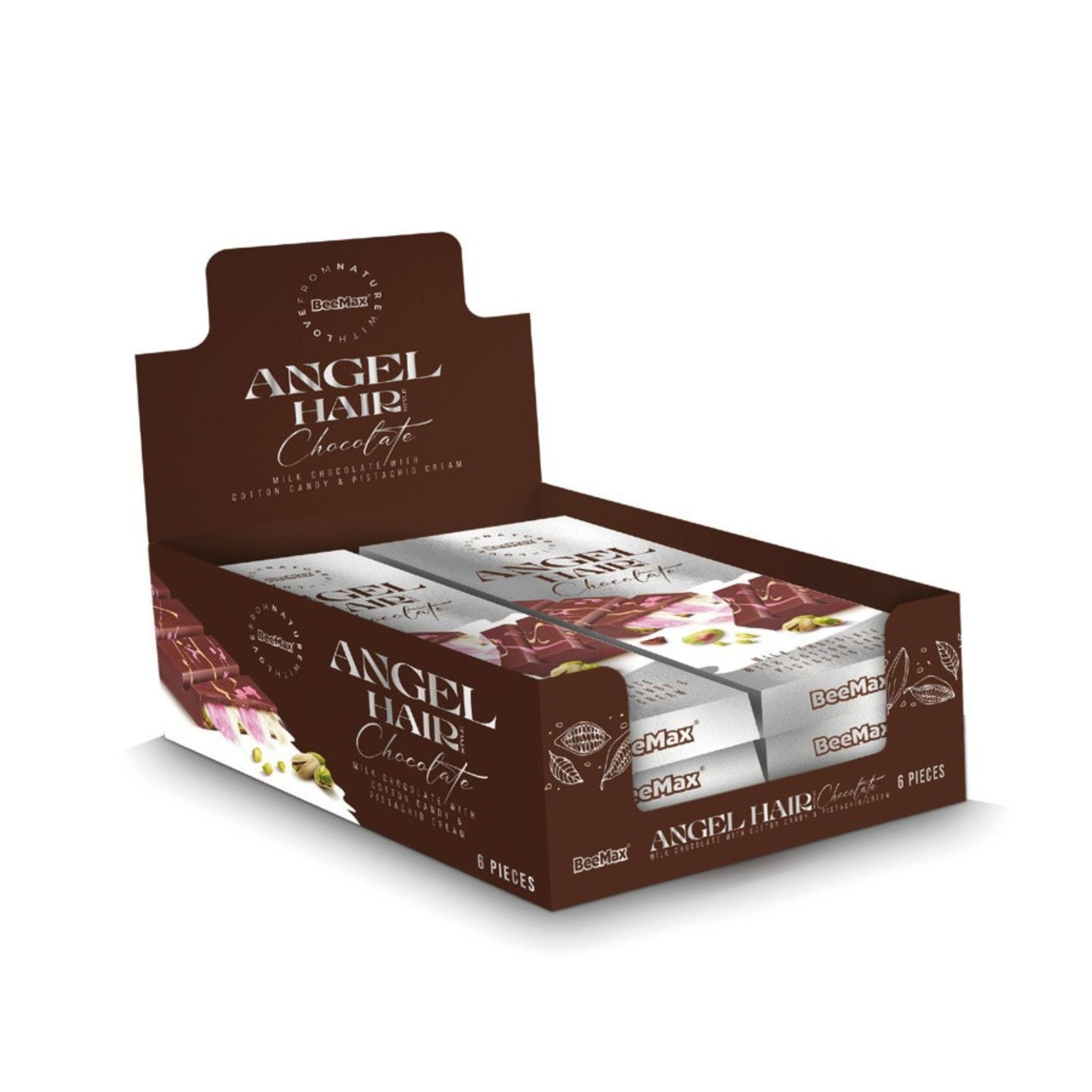 BEEMAX - Angel Hair Chocolate - Milk Chocolate with Cotton Candy & Pistachio Cream