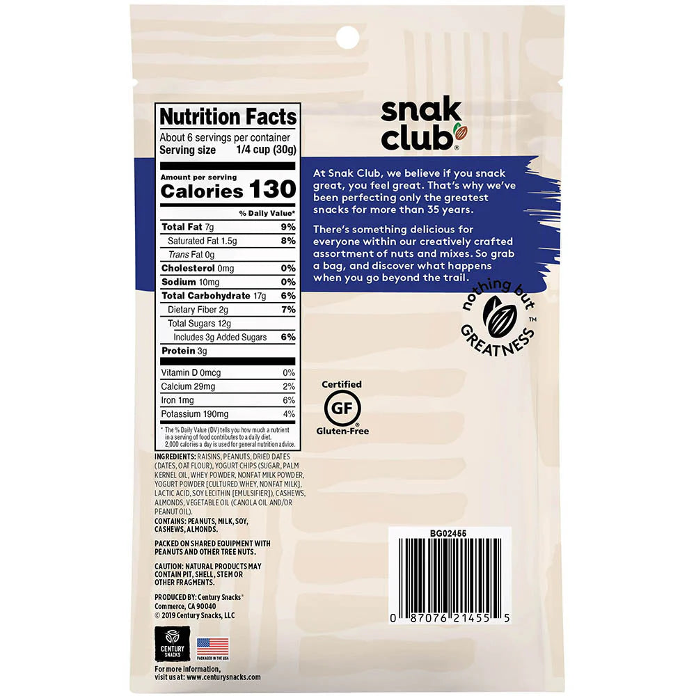 SNAK CLUB - SC-RS-YOGURT NUT MIX 6.75OZ /6