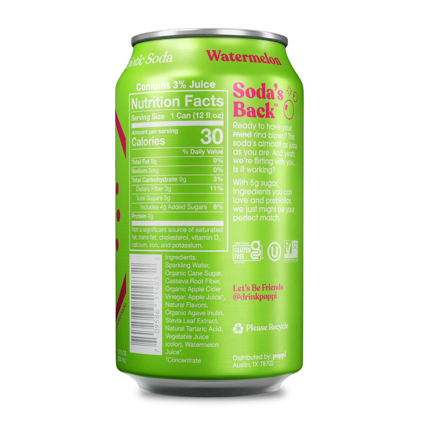 POPPI WATERMELON CAN 12/ 12OZ