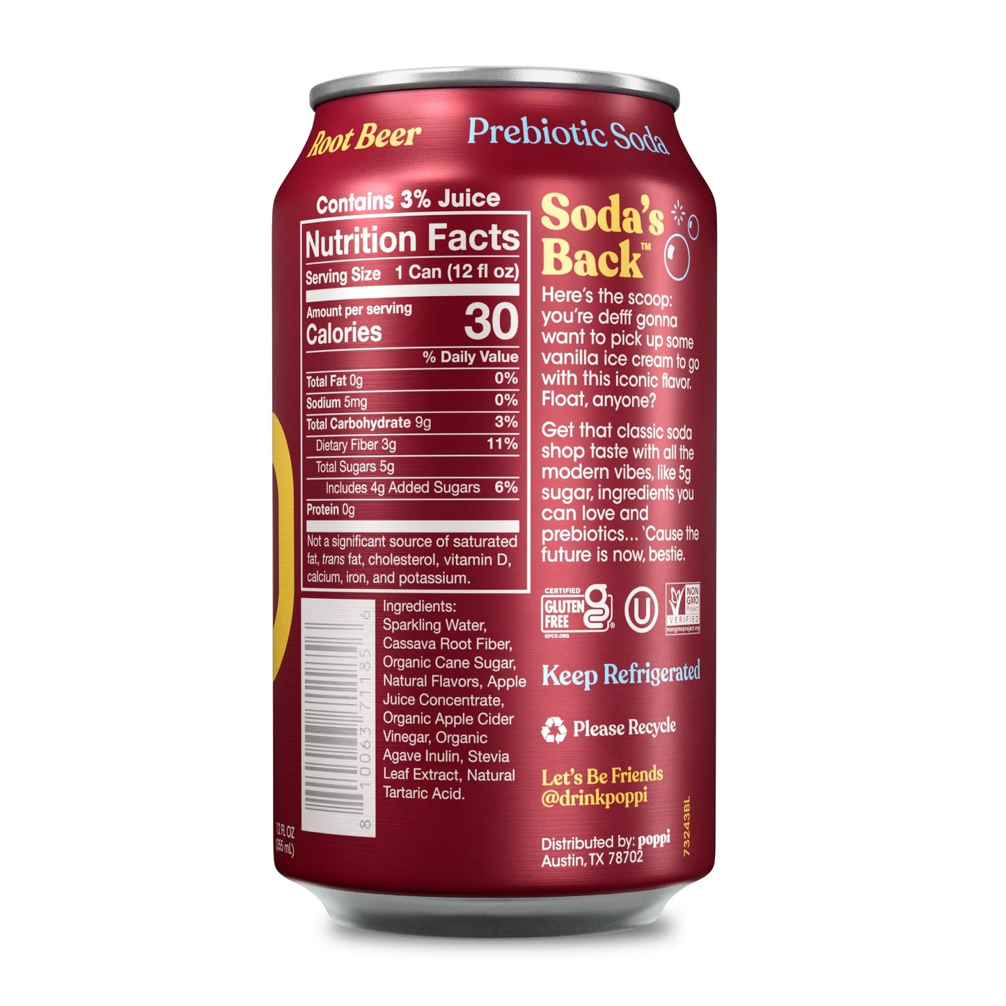 POPPI ROOT BEER CAN 12/ 12OZ