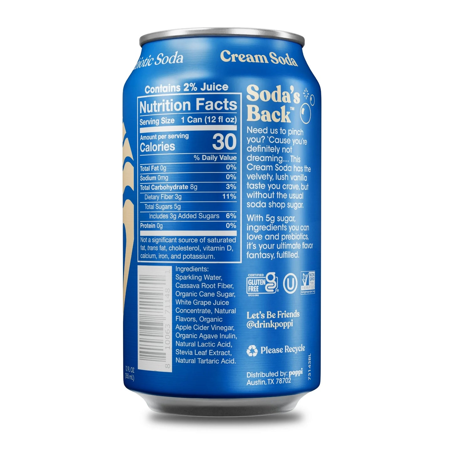POPPI CREAM SODA CAN 12/ 12OZ