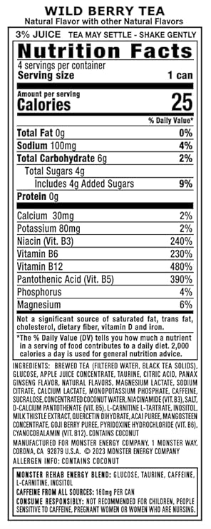 Monster  Rehab  Wild Berry - 15.5OZ