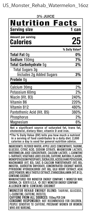 Monster  Rehab Watermelon - 15.5OZ