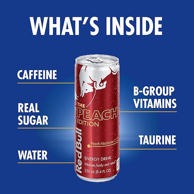 Red Bull Peach Nectarine, 8.4 Fl Oz Cans