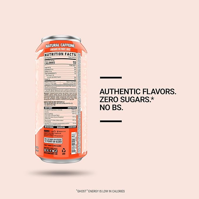 GHOST ENERGY DRINK - PEACHES -16FLOZ