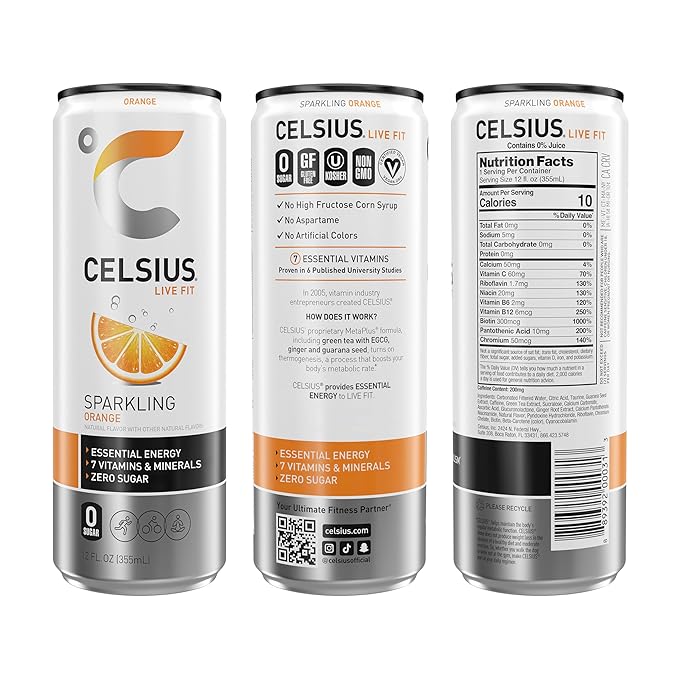 CELSIUS Sparkling Strawberry Guava, Functional Essential Energy Drink 12 Fl Oz