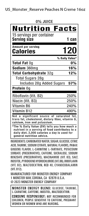 Monster Energy Reserve Peaches and Cream - 15.5OZ