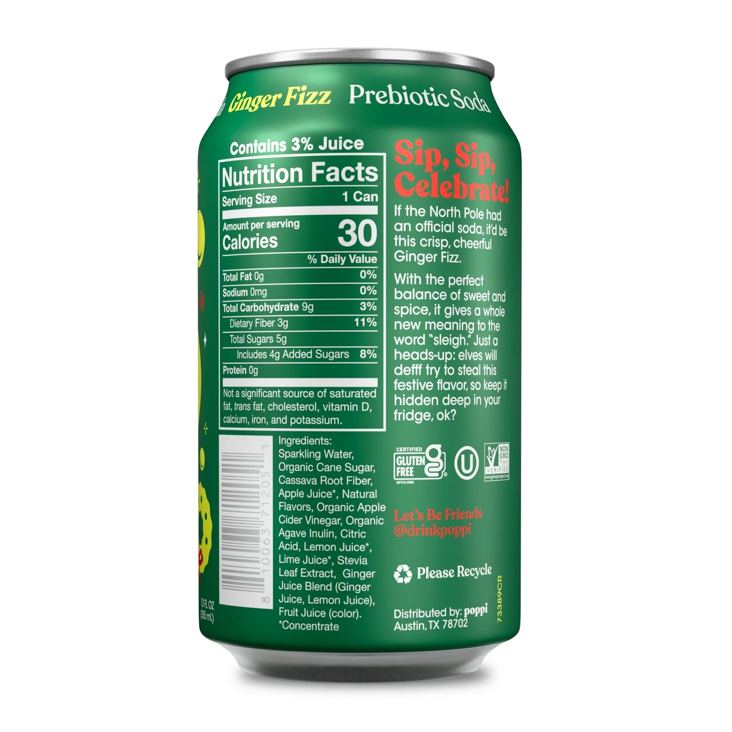 POPPI GINGER LIME CAN FIZZ - 12/ 12OZ