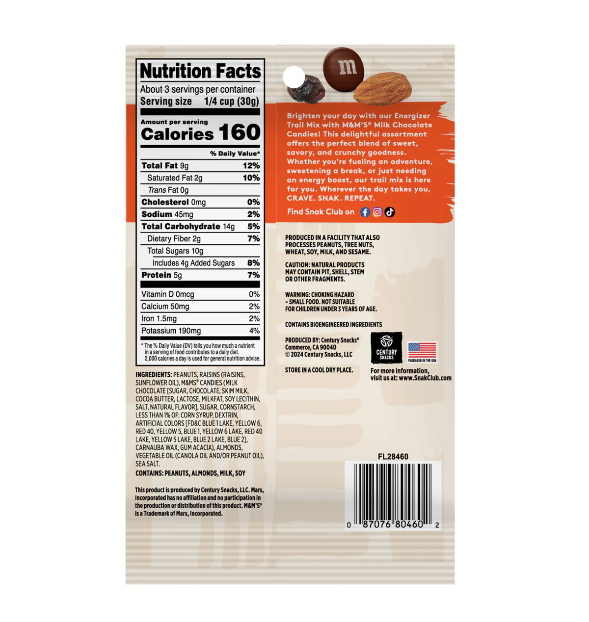 SNAK CLUB - SC-SS-ENERGIZER TRAIL MIX 3.25oz/12