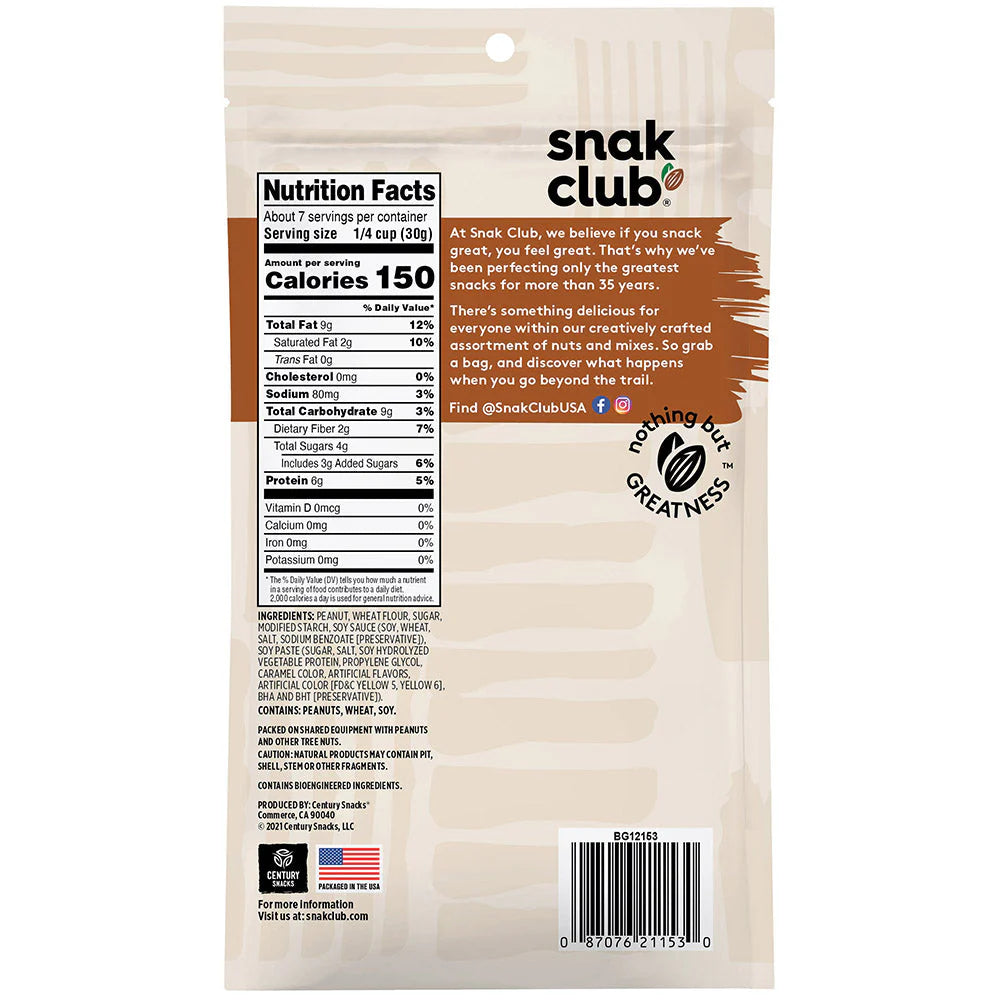 SNAK CLUB - SC-RS-CRUNCHY PEANUTS 7.5OZ /6