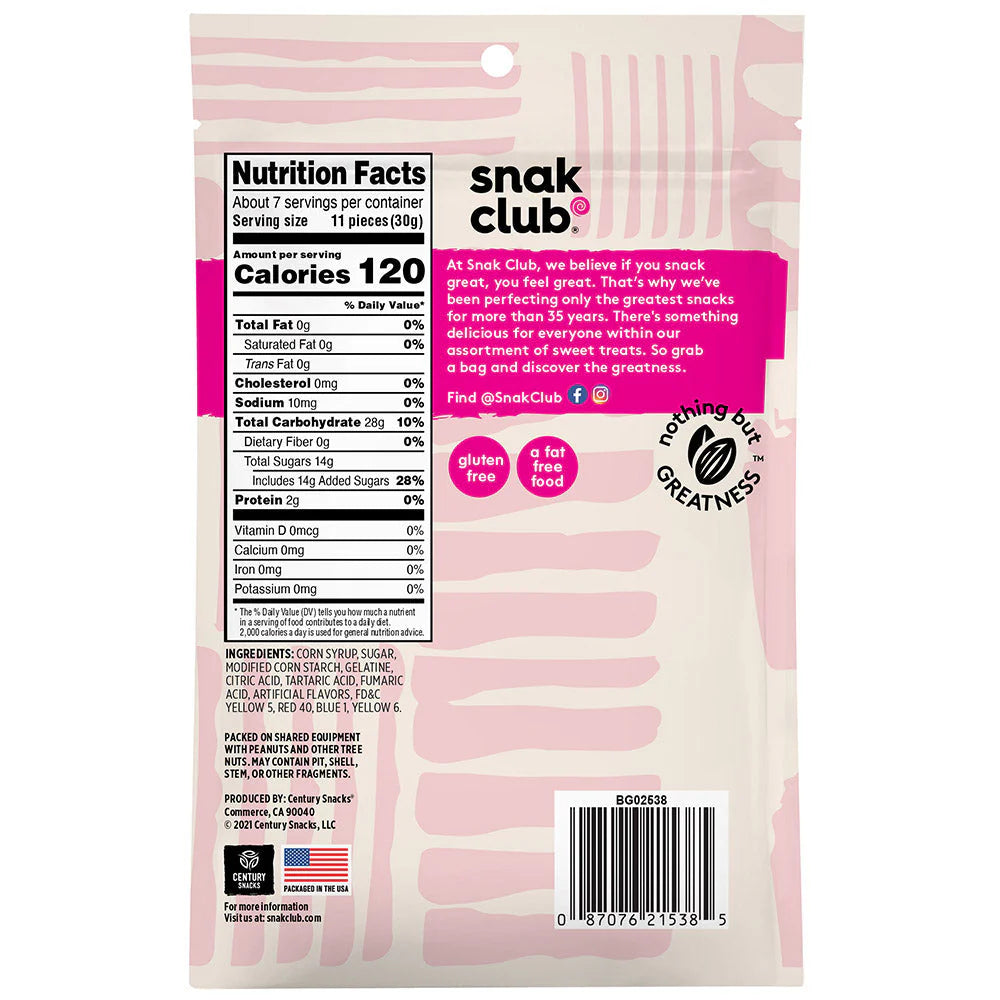 SNACK CLUB - SC-RS-SOUR GUMMY BEARS 7.5OZ /6