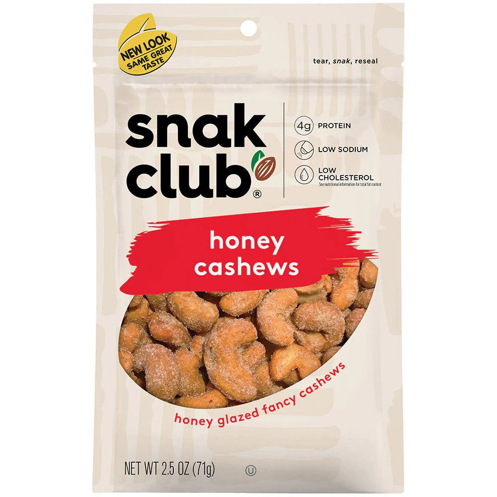 SNAK CLUB - SC-RS-HONEY CASHEWS 2.5OZ /6