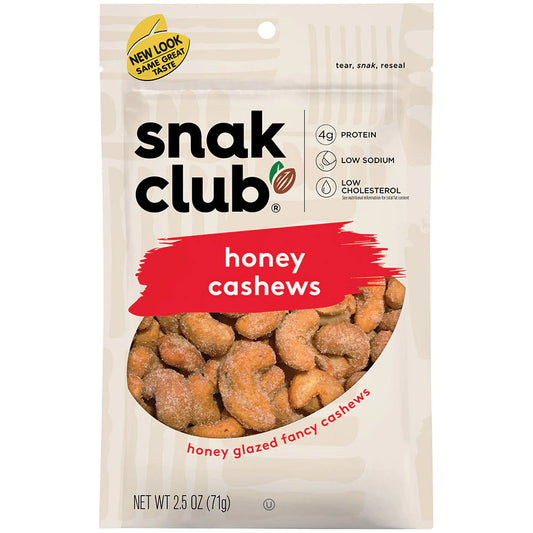SNAK CLUB - SC-RS-HONEY CASHEWS 2.5OZ /6