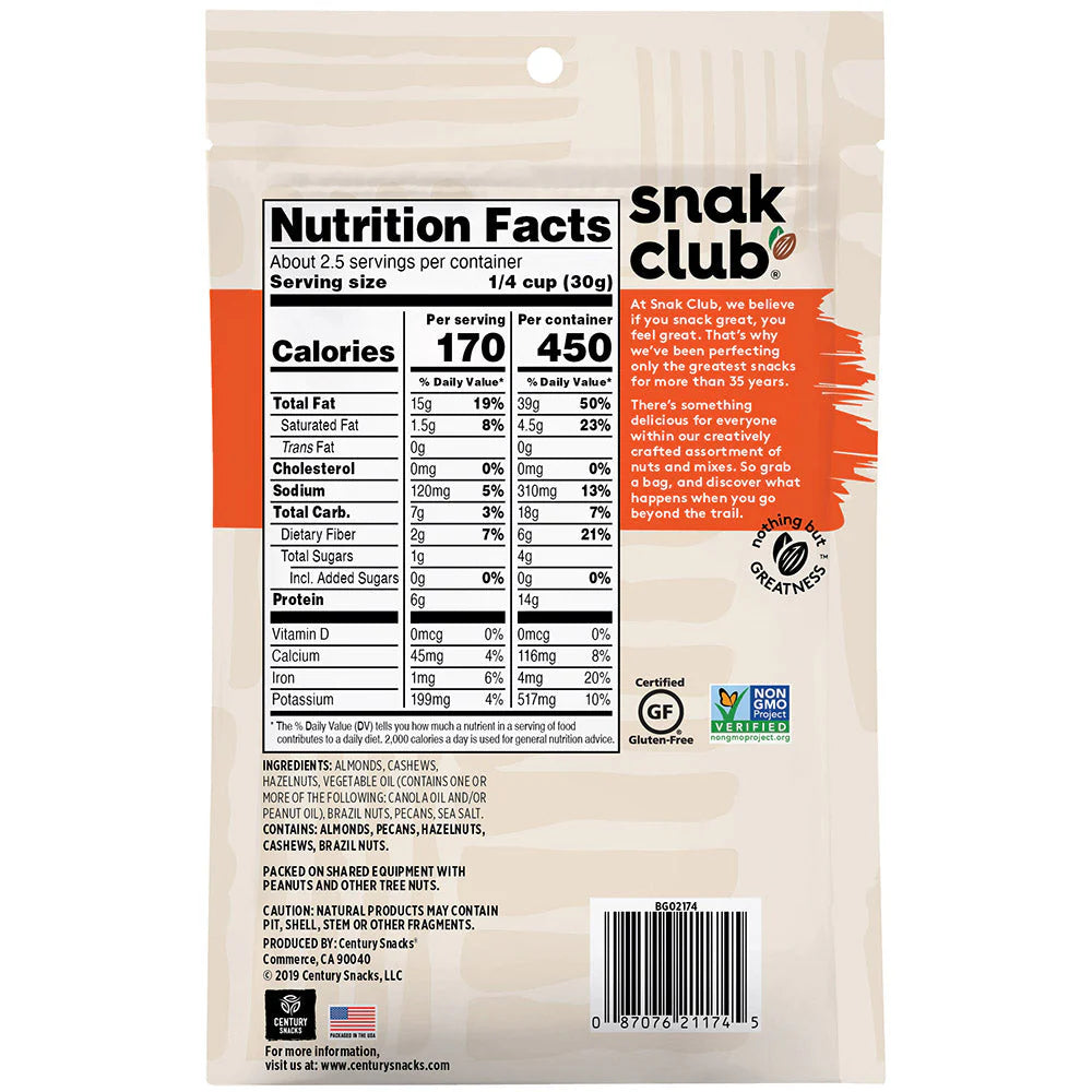 SNAK CLUB - SC-RS-R/S MIXED NUTS 2.75OZ /6