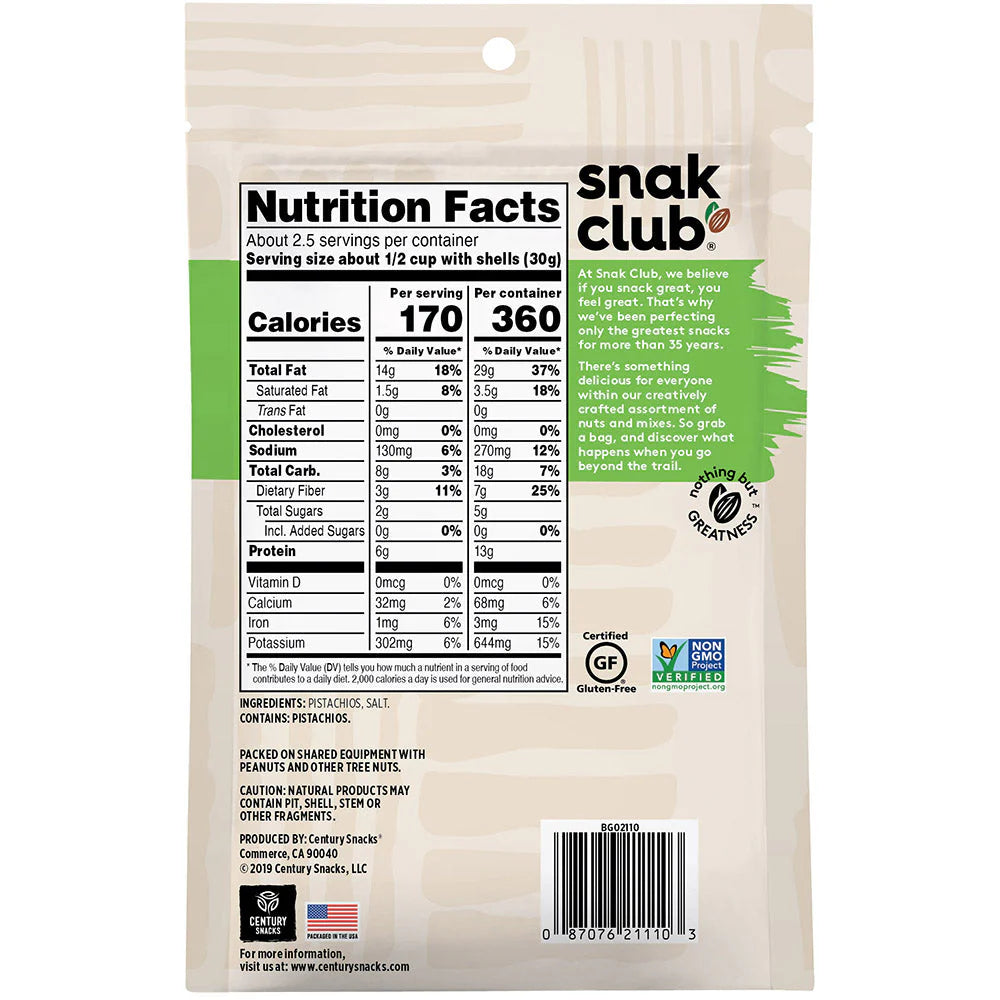 SNAK CLUB - SC-RS-R/S PISTACHIOS 2.25OZ /6