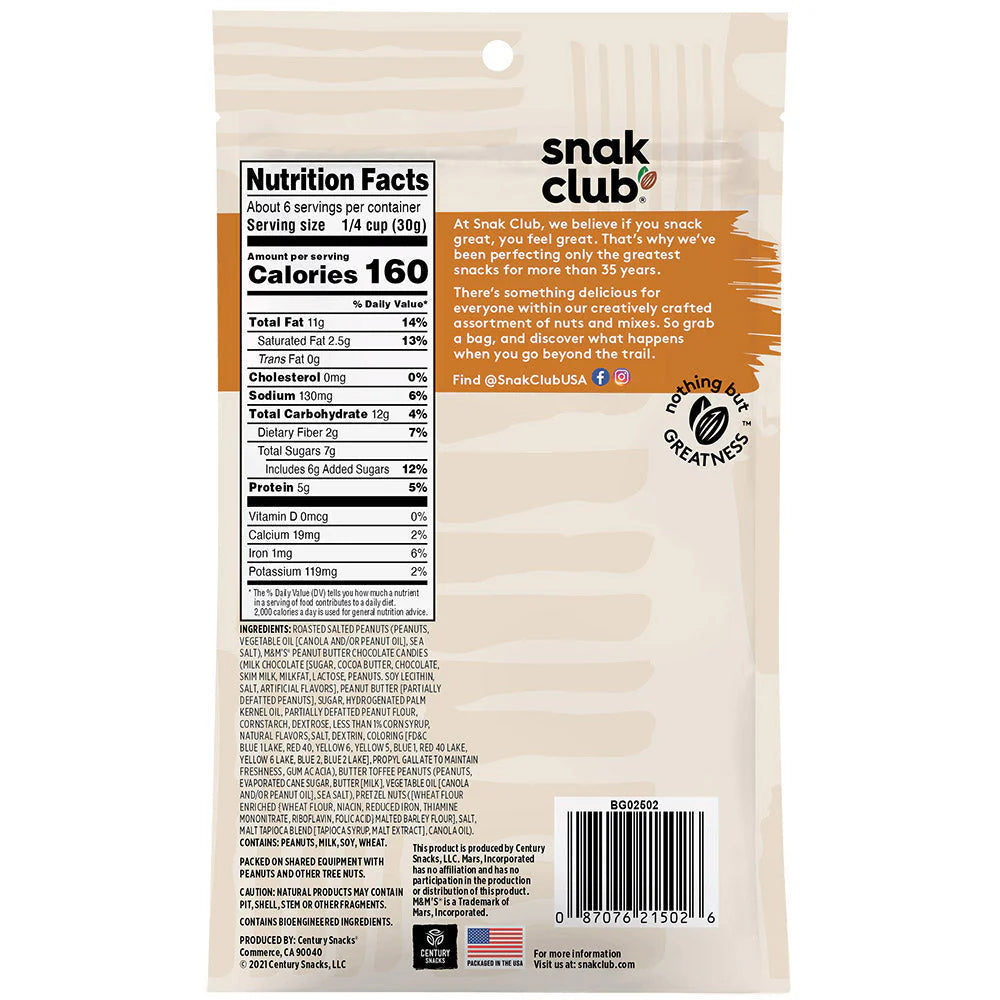SNAK CLUB - SC-RS-PEANUT BUTTER CHOCOLATE TRAIL 6OZ /6
