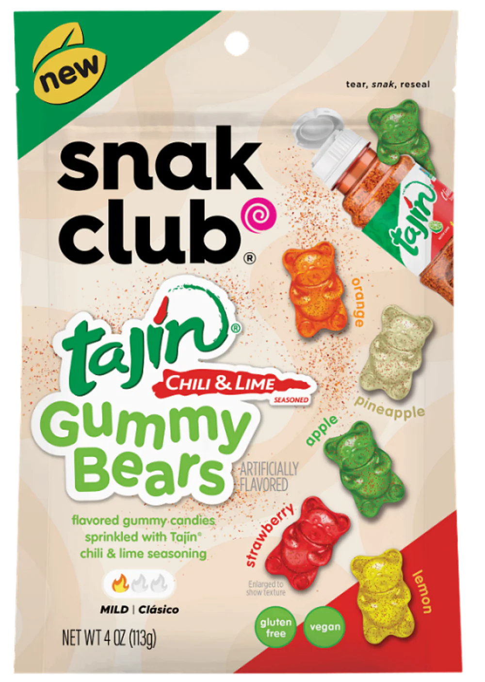 SNAK CLUB - SC-RS-TAJIN GUMMY BEARS 4OZ/6
