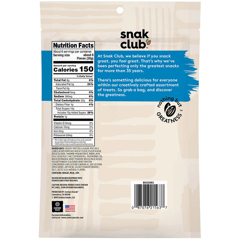 SNAK CLUB - SC-RS-YOGURT PRETZELS 6OZ /6-