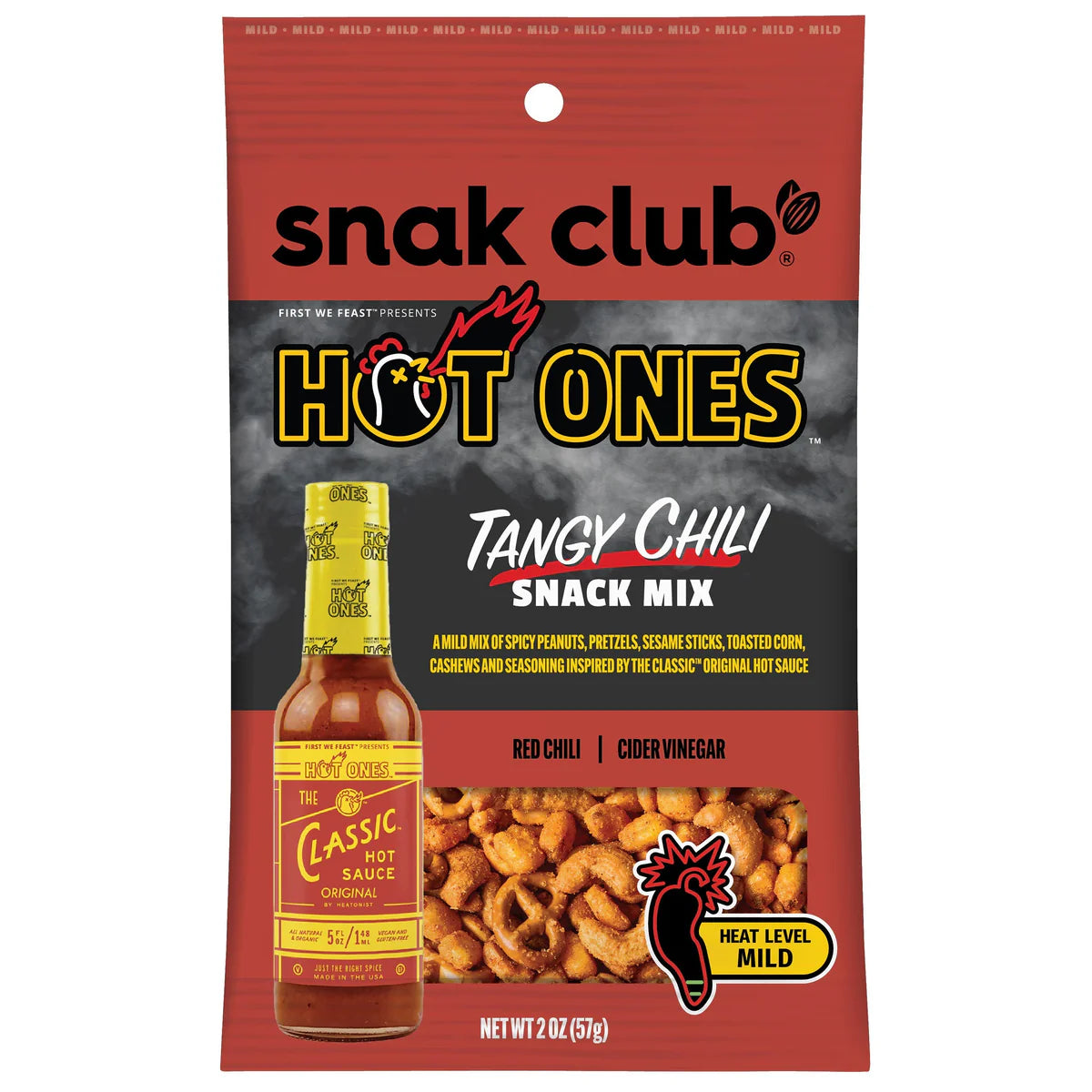 SNAK CLUB - SC-SS-HOT ONES TANGY CHILI SNACK MIX 2oz/12