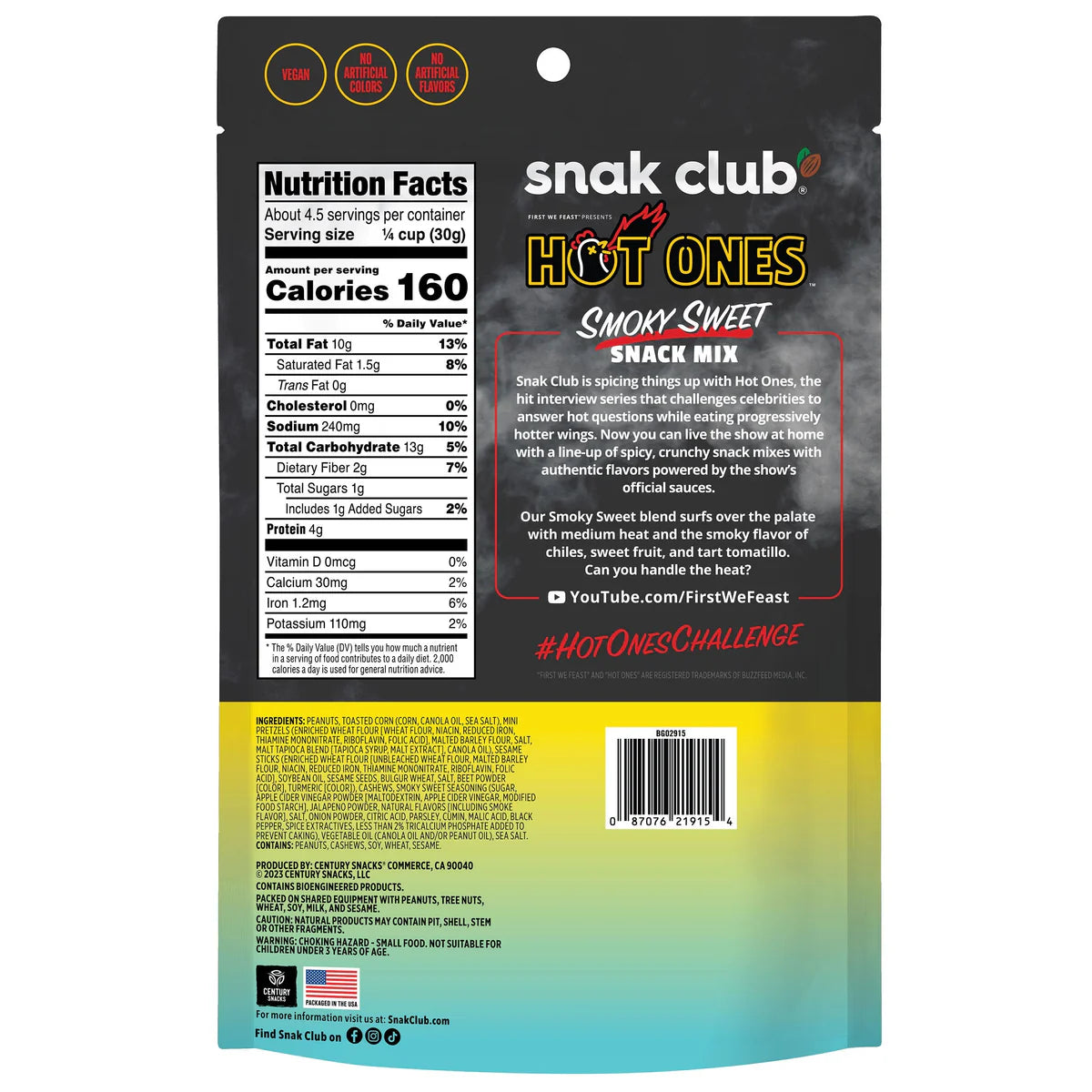 SNAK CLUB - SC-RS-HOT ONES SMOKY SWEET SNACK MIX 4.5OZ /6