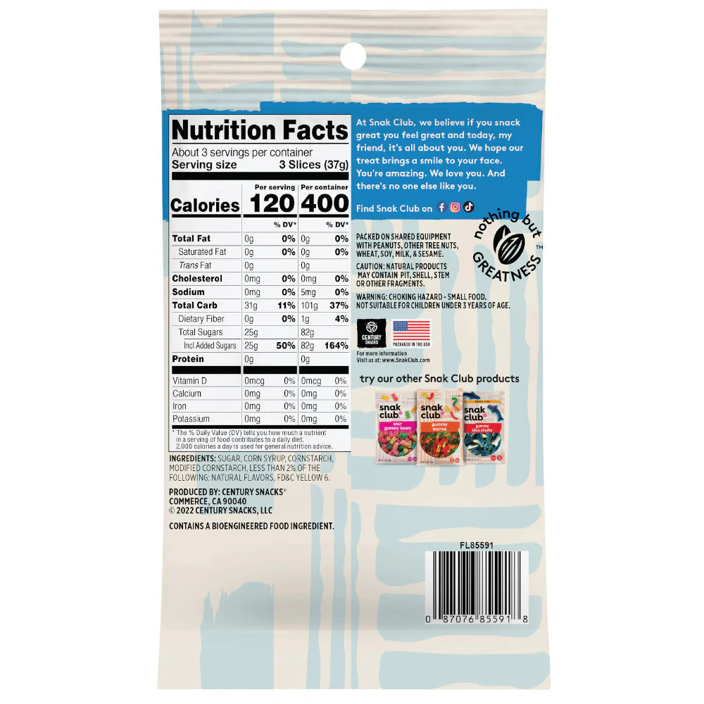 SNAK CLUB - SC-SS-ORANGE SLICES 3.5oz/12