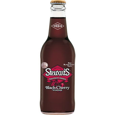 STEWART'S BLACK CHERRY WISHNIAK FLACORED SODA -12 FL OZ