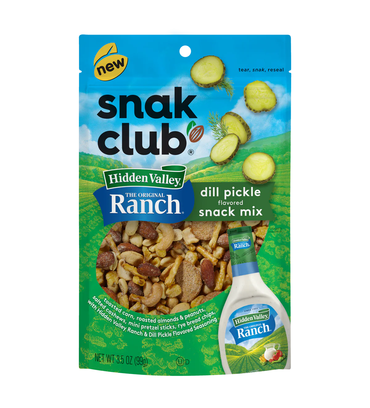 SNAK CLUB - SC-RS HIDDEN VALLEY RANCH DILL PICKLE SNACK MIX 3.50OZ /6