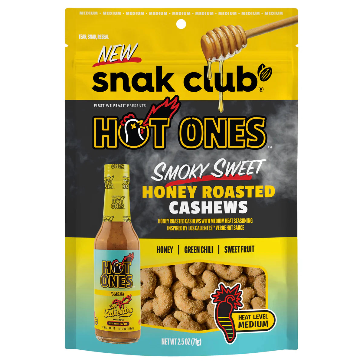 SNAK CLUB - SC-RS HOT ONES HNY RSTD SMOKY SWEET CASHEW 2.50oz/6