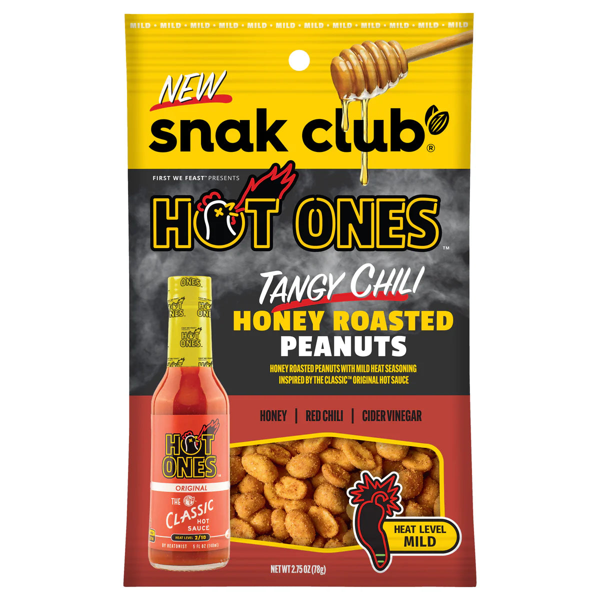 SNAK CLUB - SC-SS HOT ONES HONEY ROASTED TANGY CHILI PEANUT 2.75oz/12