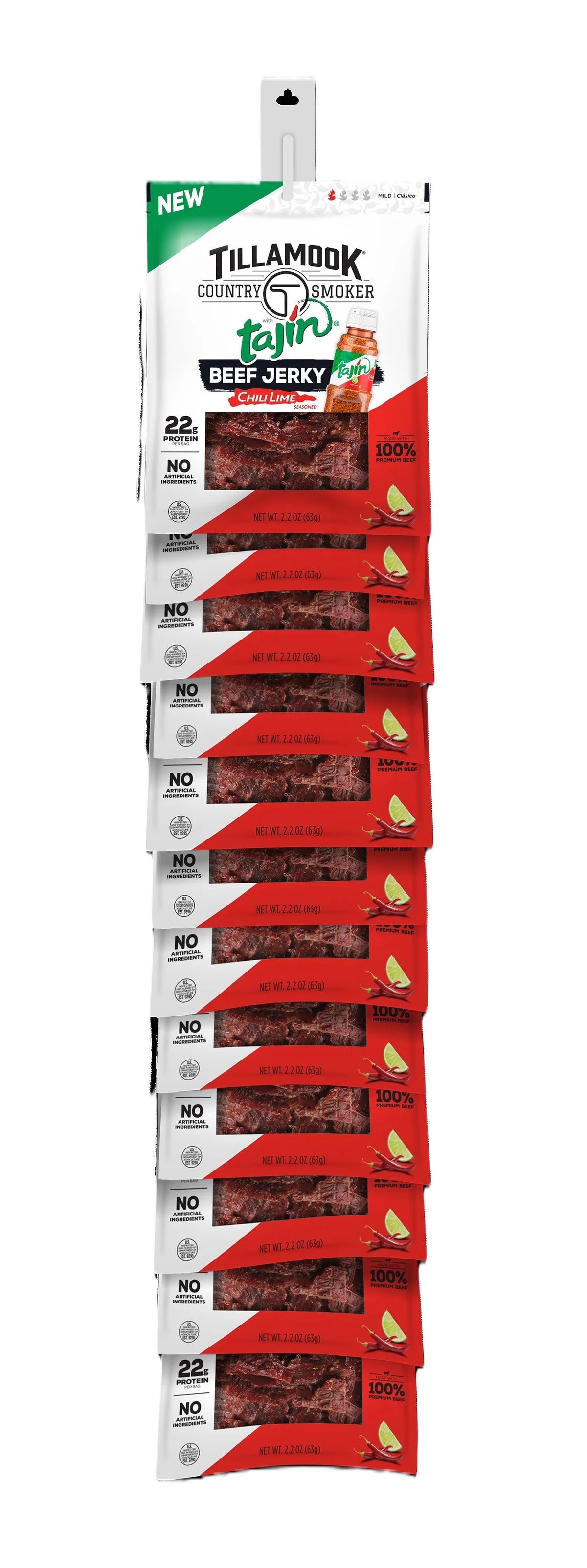 SNAK CLUB - TAJIN BEEF JERKY 12/2.2 oz CLIP STRIP TCS (#803641)