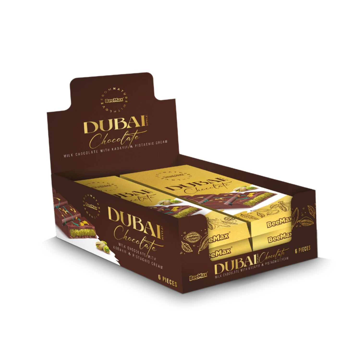 Beemax -Dubai Chocolate - Milk Chocolate with  Kadayif & Pistachio Cream- 7.05OZ