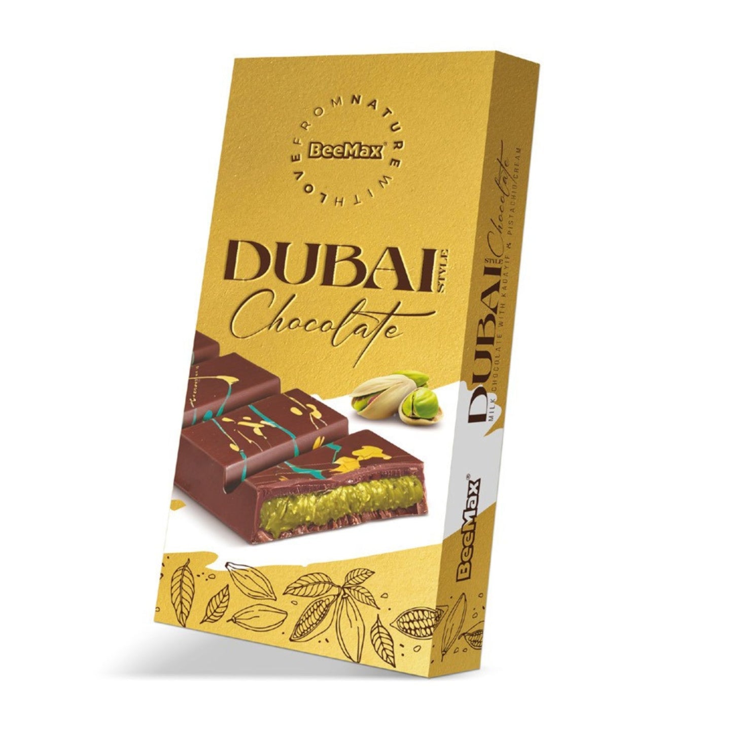 Beemax -Dubai Chocolate - Milk Chocolate with  Kadayif & Pistachio Cream- 7.05OZ