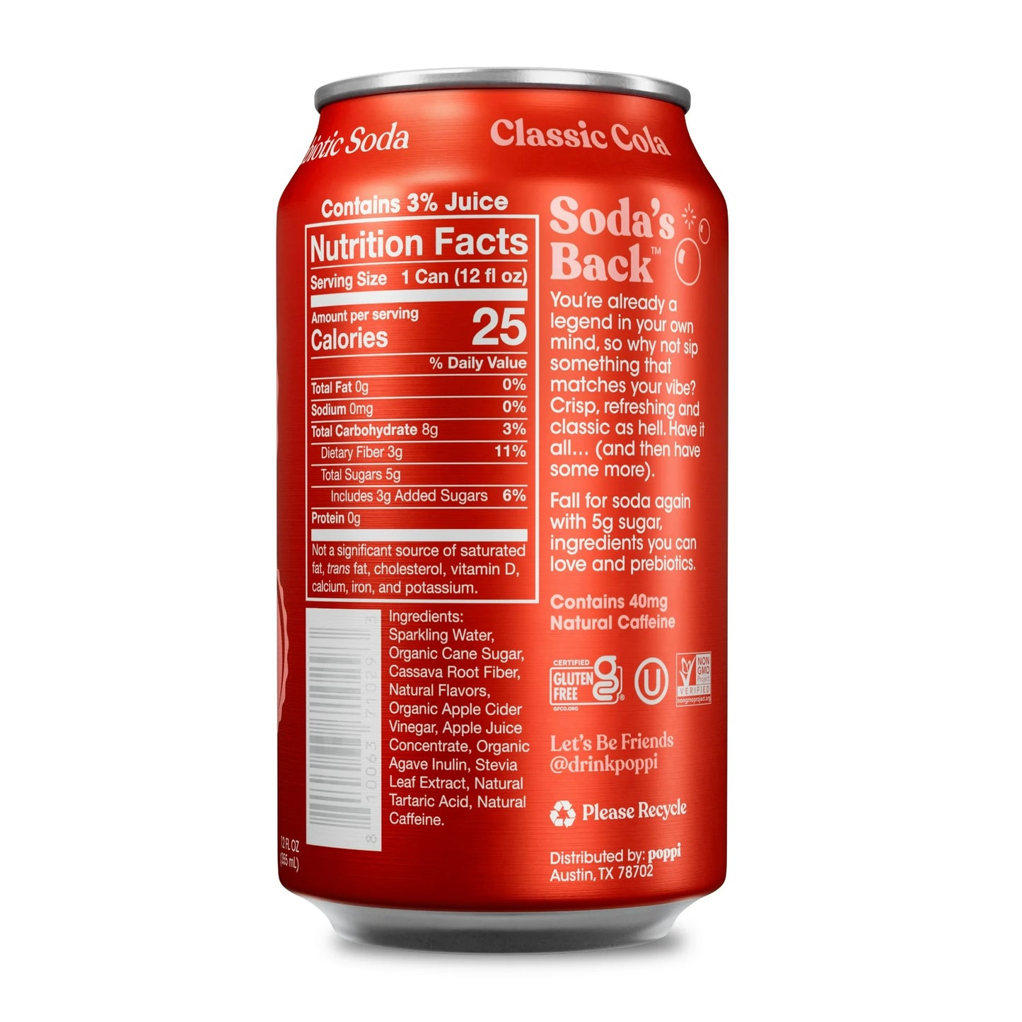 POPPI CLASSIC COLA CAN 12/ 12OZ