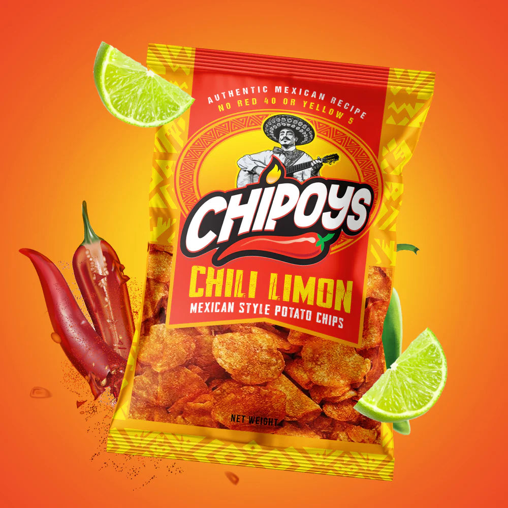 CHIPOYS - CHILI LIMEN MEXICAN STYLE POTATO CHIPS  2.5OZ (10 BAGS)