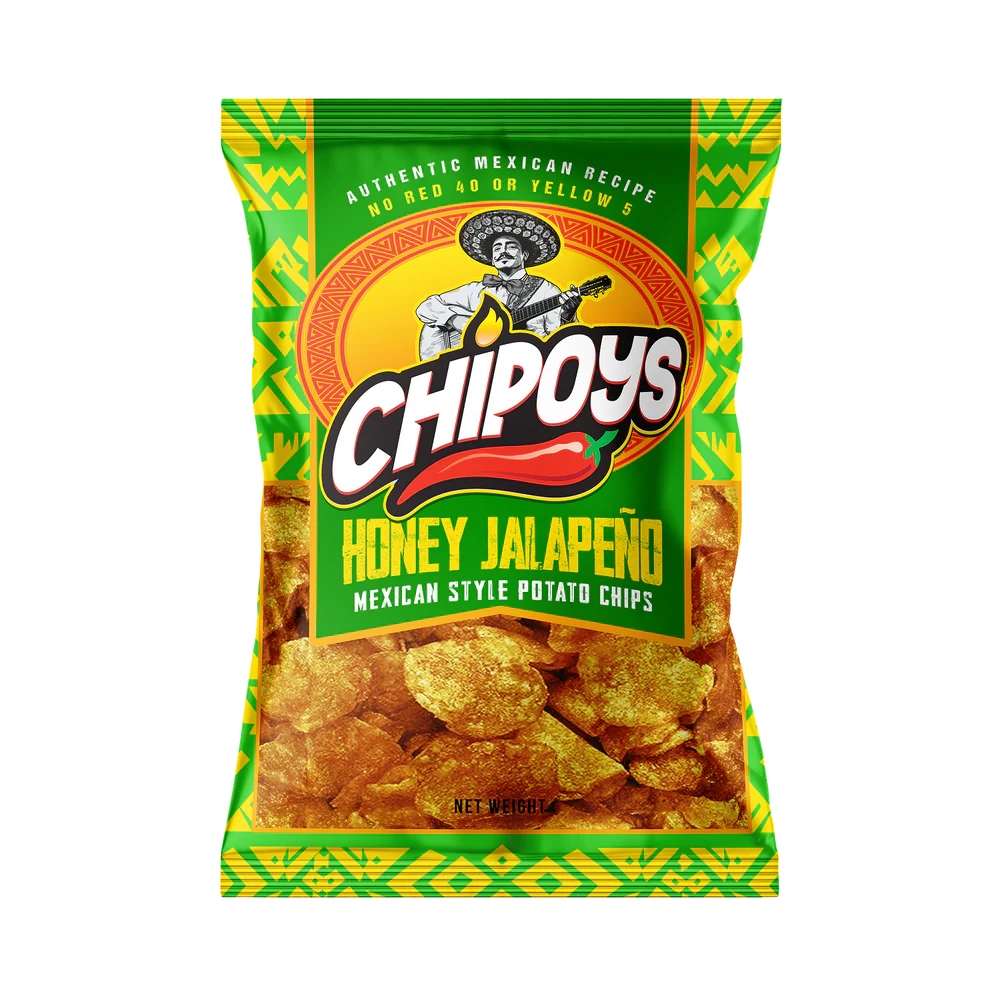 CHIPOYS - HONEY JALAPENO MEXICAN STYLE POTATO CHIPS  2.5OZ (10 BAGS)