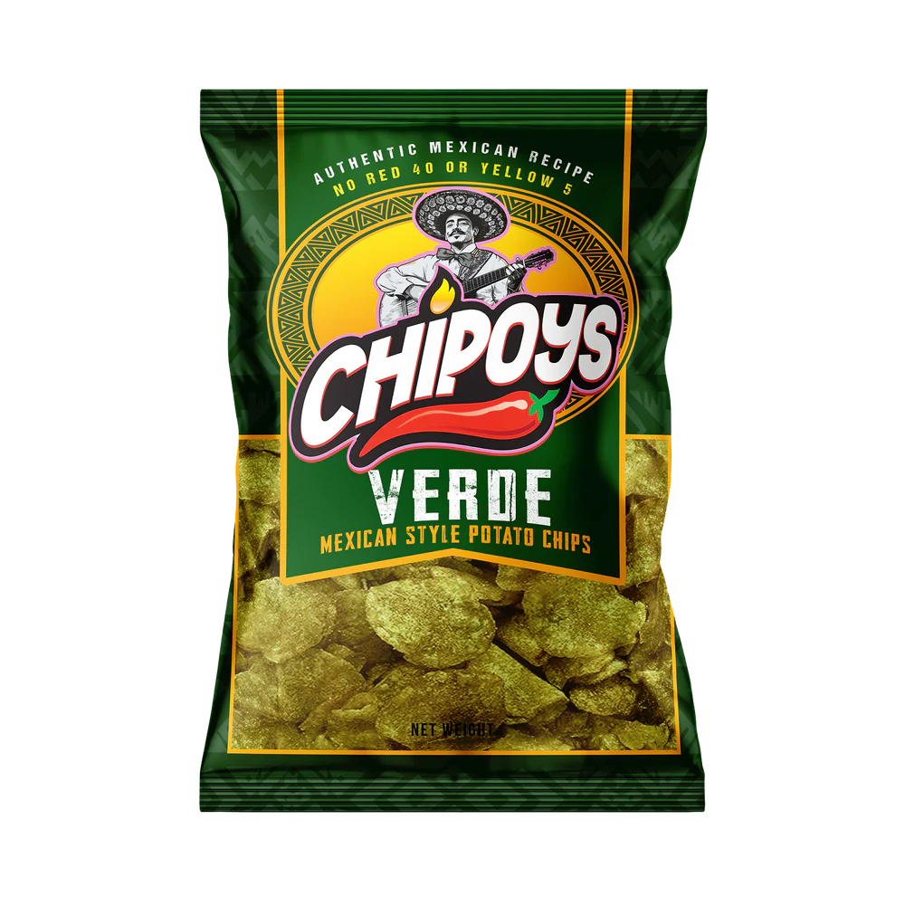 CHIPOYS - VERDE MEXICAN STYLE POTATO CHIPS  2.5OZ (10 BAGS)