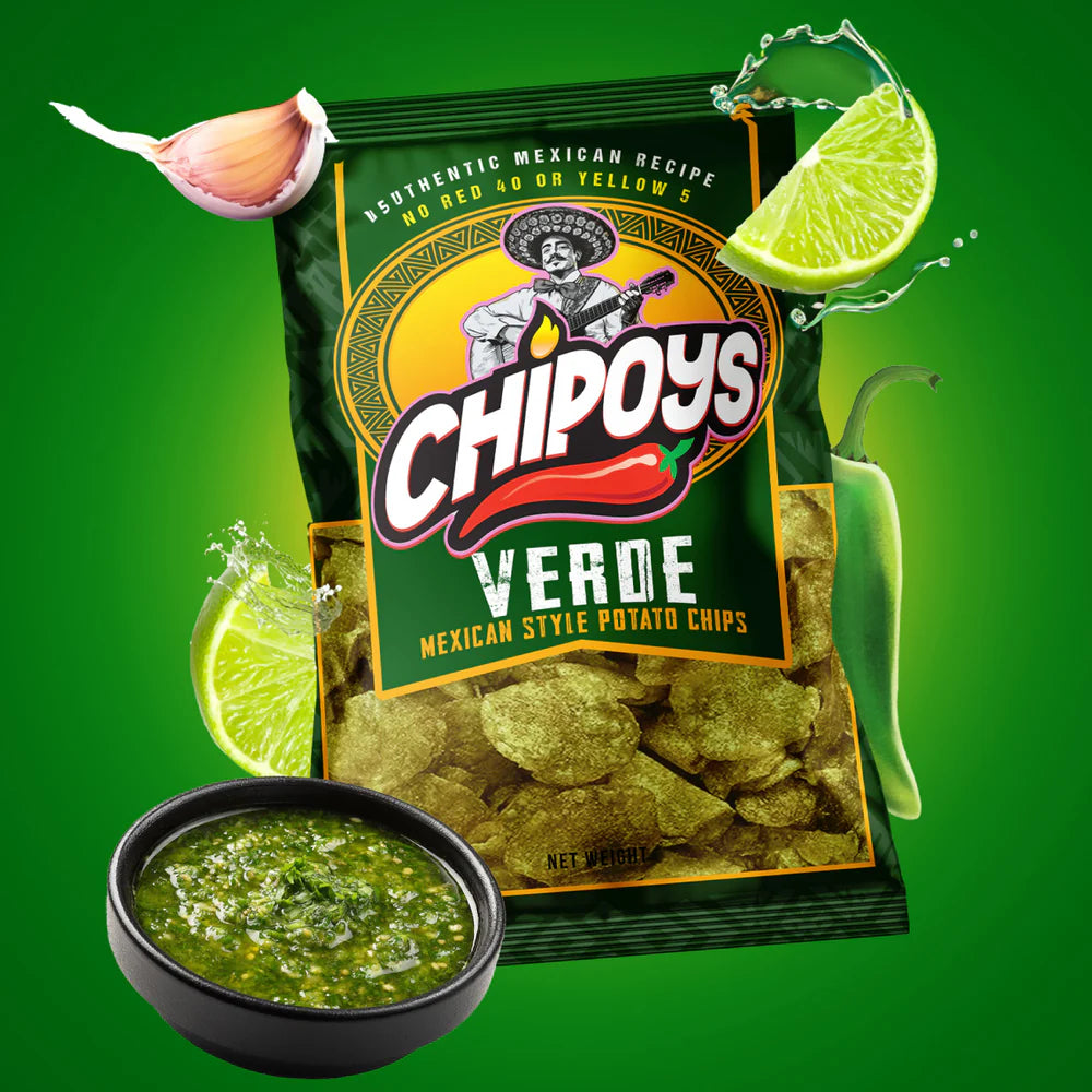 CHIPOYS - VERDE MEXICAN STYLE POTATO CHIPS  2.5OZ (10 BAGS)